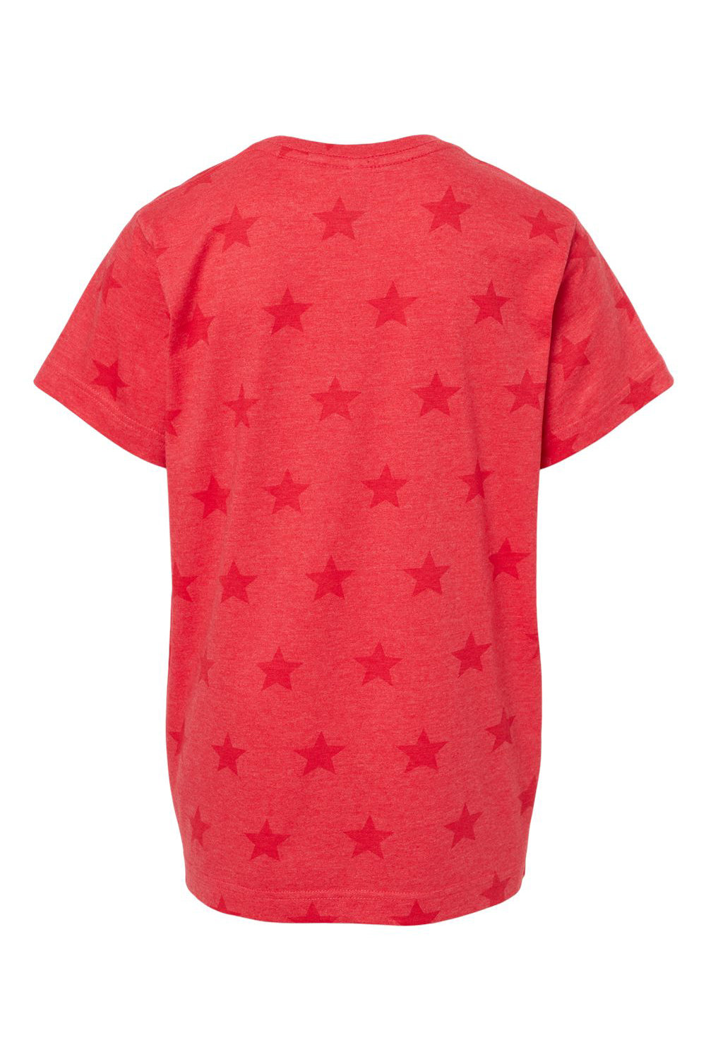 Code Five 2229 Youth Star Print Short Sleeve Crewneck T-Shirt Red Flat Back