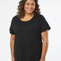 LAT Womens Curvy Collection Fine Jersey Short Sleeve Crewneck T-Shirt - Blended Black - NEW