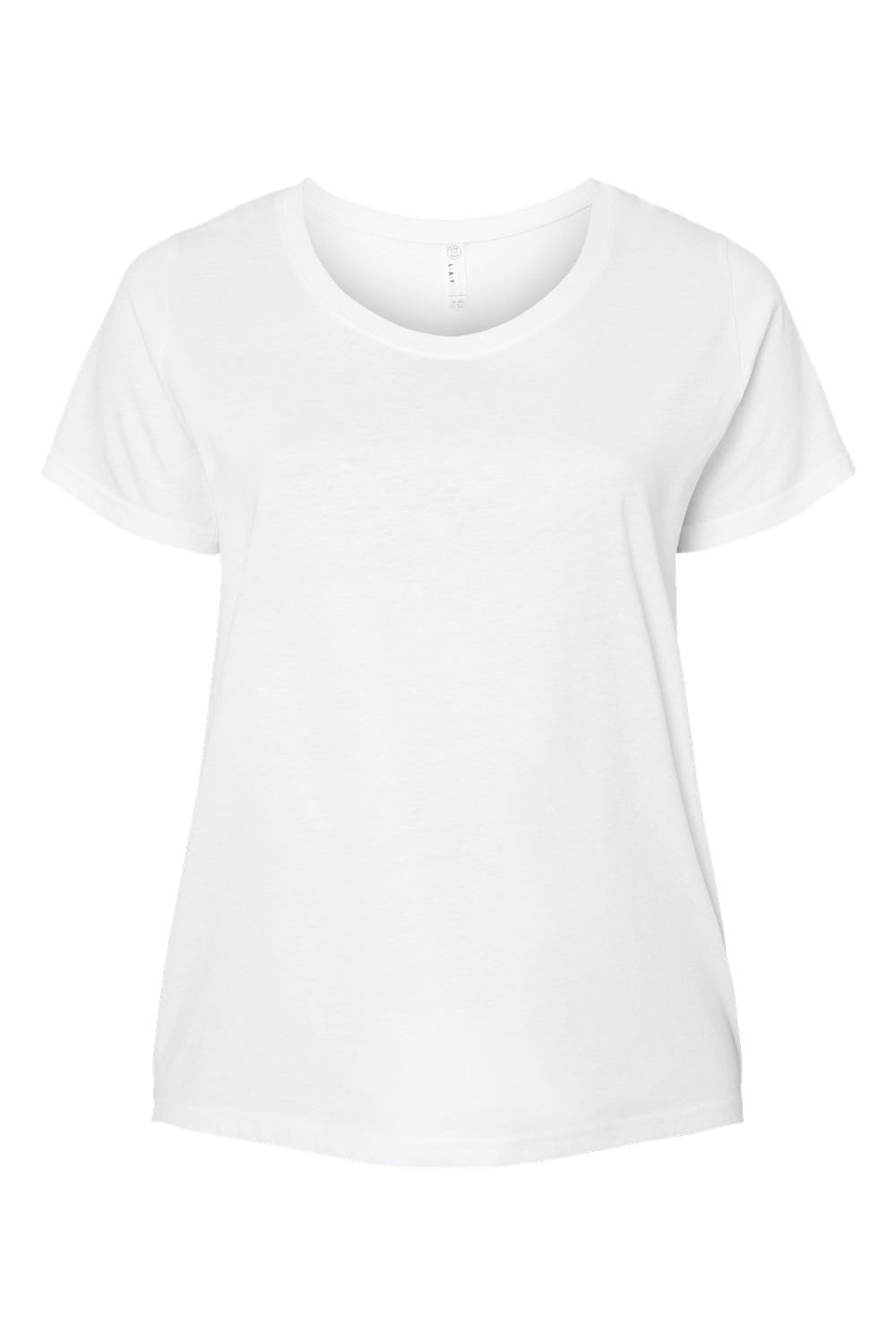 LAT 3816 Womens Curvy Collection Fine Jersey Short Sleeve Crewneck T-Shirt Blended White Flat Front