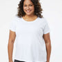 LAT Womens Curvy Collection Fine Jersey Short Sleeve Crewneck T-Shirt - Blended White - NEW