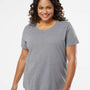 LAT Womens Curvy Collection Fine Jersey Short Sleeve Crewneck T-Shirt - Heather Granite Grey - NEW