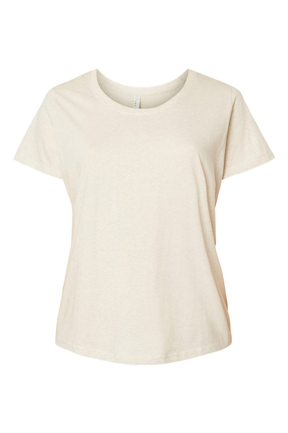 LAT 3816 Womens Curvy Collection Fine Jersey Short Sleeve Crewneck T-Shirt Heather Natural Flat Front