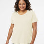 LAT Womens Curvy Collection Fine Jersey Short Sleeve Crewneck T-Shirt - Heather Natural - NEW