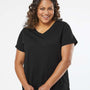 LAT Womens Curvy Collection Fine Jersey Short Sleeve V-Neck T-Shirt - Blended Black - NEW