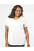 LAT 3817 Womens Curvy Collection Fine Jersey Short Sleeve V-Neck T-Shirt Blended White Model Front