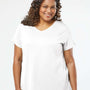 LAT Womens Curvy Collection Fine Jersey Short Sleeve V-Neck T-Shirt - Blended White - NEW