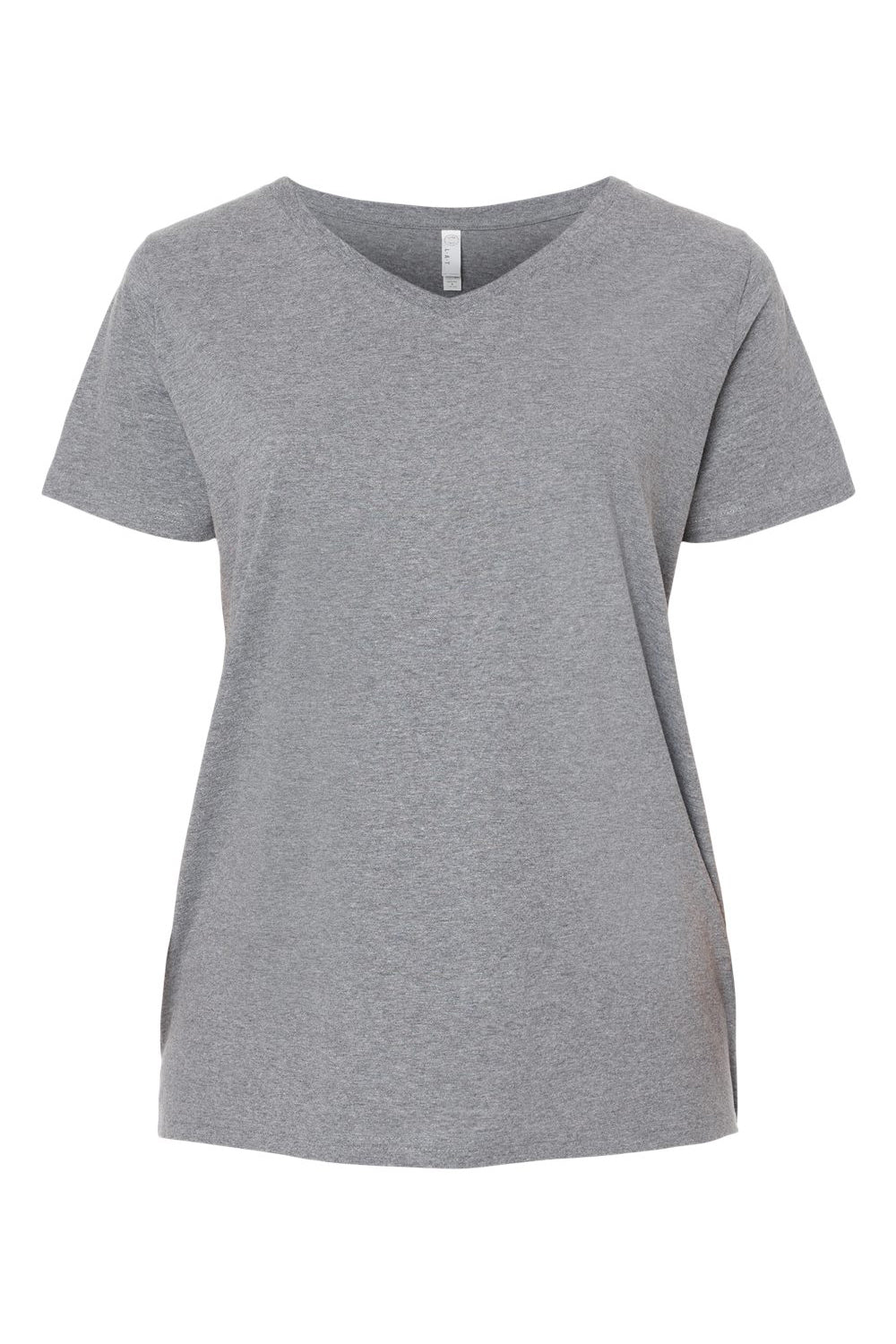 LAT 3817 Womens Curvy Collection Fine Jersey Short Sleeve V-Neck T-Shirt Heather Granite Grey Flat Front