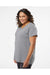 LAT 3817 Womens Curvy Collection Fine Jersey Short Sleeve V-Neck T-Shirt Heather Granite Grey Model Side