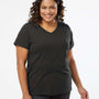 LAT Womens Curvy Collection Fine Jersey Short Sleeve V-Neck T-Shirt - Vintage Smoke Grey - NEW