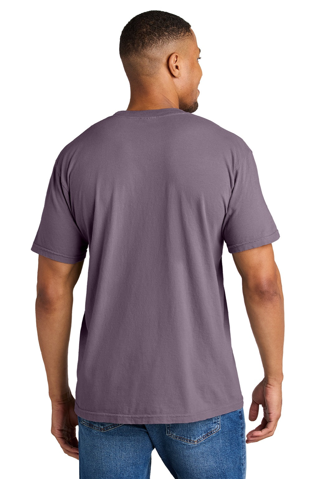 Comfort Colors 1717 Mens Short Sleeve Crewneck T-Shirt Dusk Purple Model Back