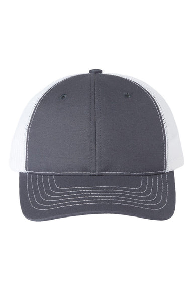 Classic Caps Hats USA100 Mens USA Made Adjustable Trucker Cap Charcoal Grey/White Flat Front