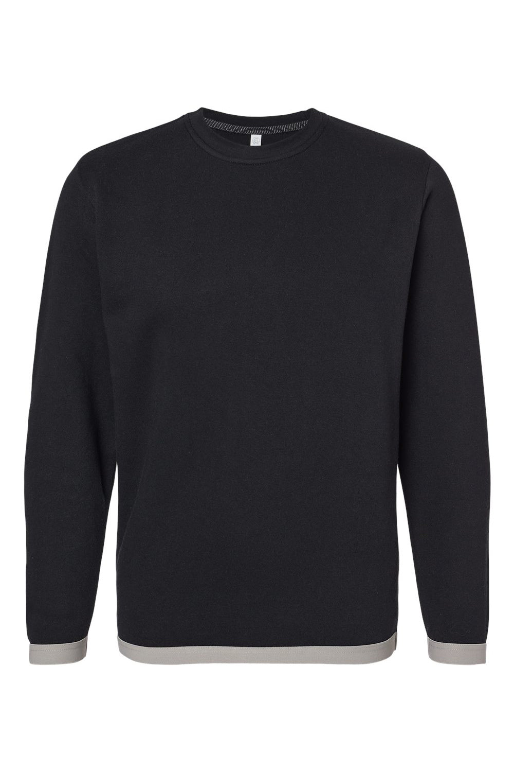 LAT 6789 Mens The Statement Fleece Crewneck Sweatshirt Black/Titanium Grey Flat Front