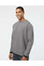 LAT 6789 Mens The Statement Fleece Crewneck Sweatshirt Heather Granite Grey/Black Model Side