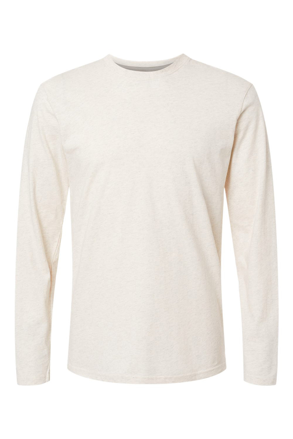 LAT 6918 Mens Fine Jersey Long Sleeve Crewneck T-Shirt Heather Natural Flat Front