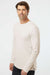 LAT 6918 Mens Fine Jersey Long Sleeve Crewneck T-Shirt Heather Natural Model Side