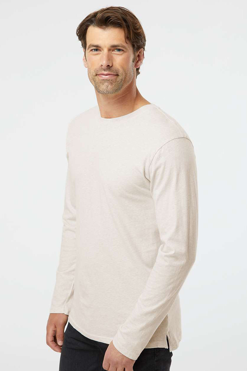 LAT Mens Fine Jersey Long Sleeve Crewneck T-Shirt Heather Natural
