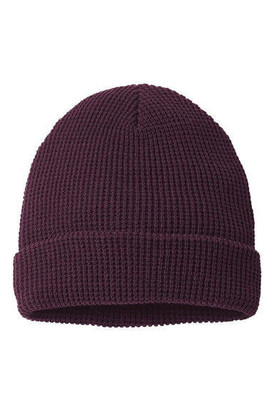 Richardson Hats 146R Unisex Waffle Cuffed Beanie Burgundy Flat Front