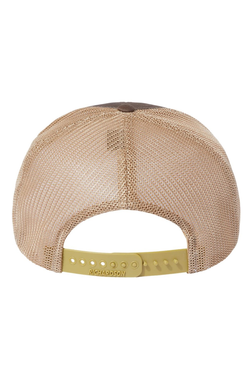 Richardson Hats 112PL Mens 112+ R-Flex Adjustable Trucker Hat Brown/Khaki Flat Back