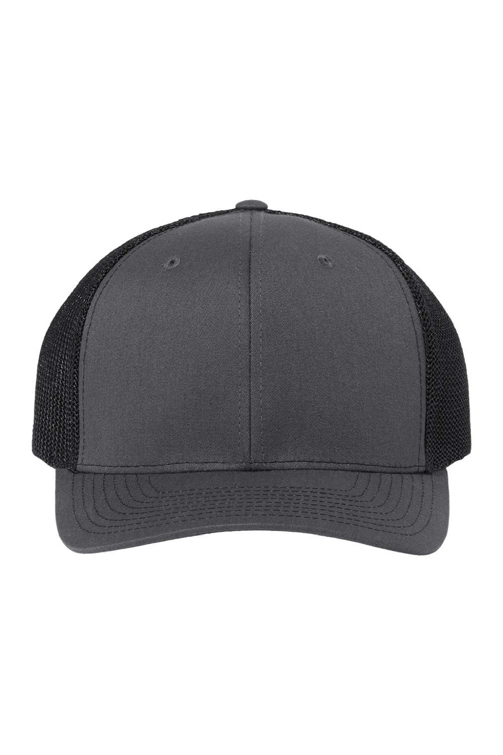 Richardson Hats 112PL Mens 112+ R-Flex Adjustable Trucker Hat Charcoal Grey/Black Flat Front