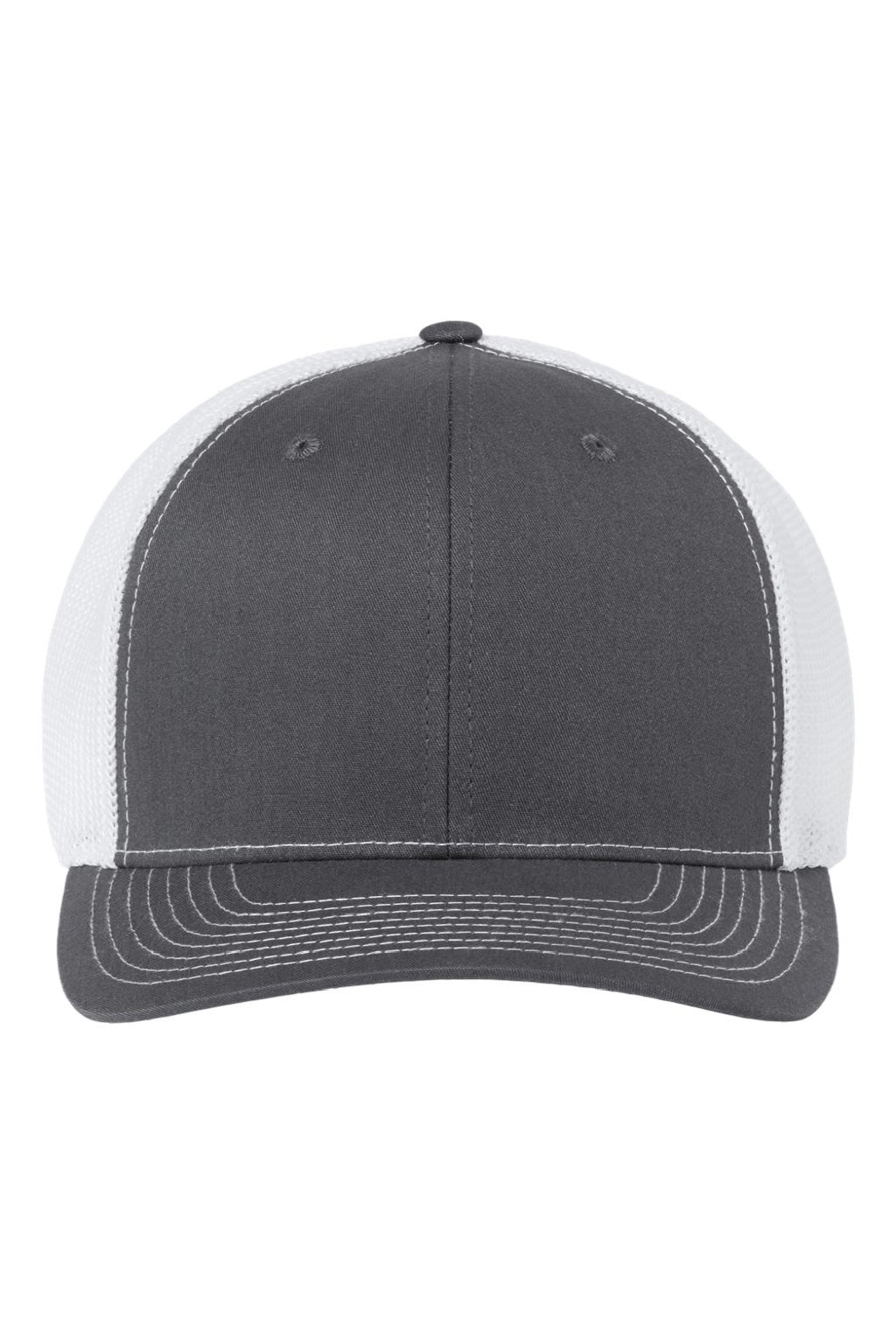 Richardson Hats 112PL Mens 112+ R-Flex Adjustable Trucker Hat Charcoal Grey/White Flat Front