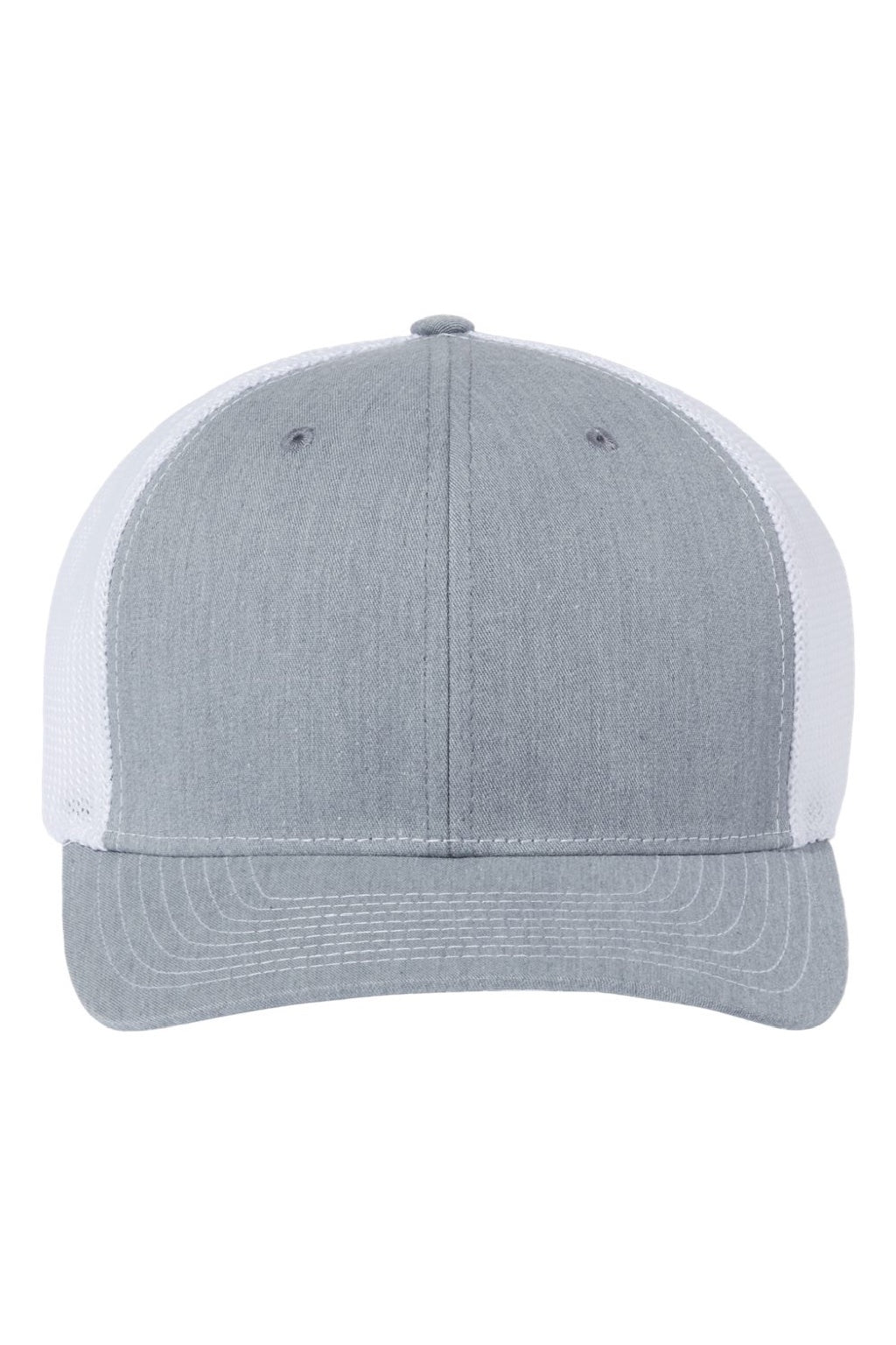 Richardson Hats 112PL Mens 112+ R-Flex Adjustable Trucker Hat Heather Grey/White Flat Front