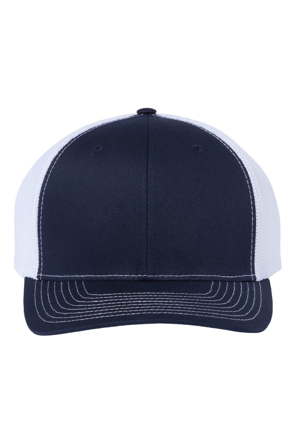 Richardson Hats 112PL Mens 112+ R-Flex Adjustable Trucker Hat Navy Blue/White Flat Front