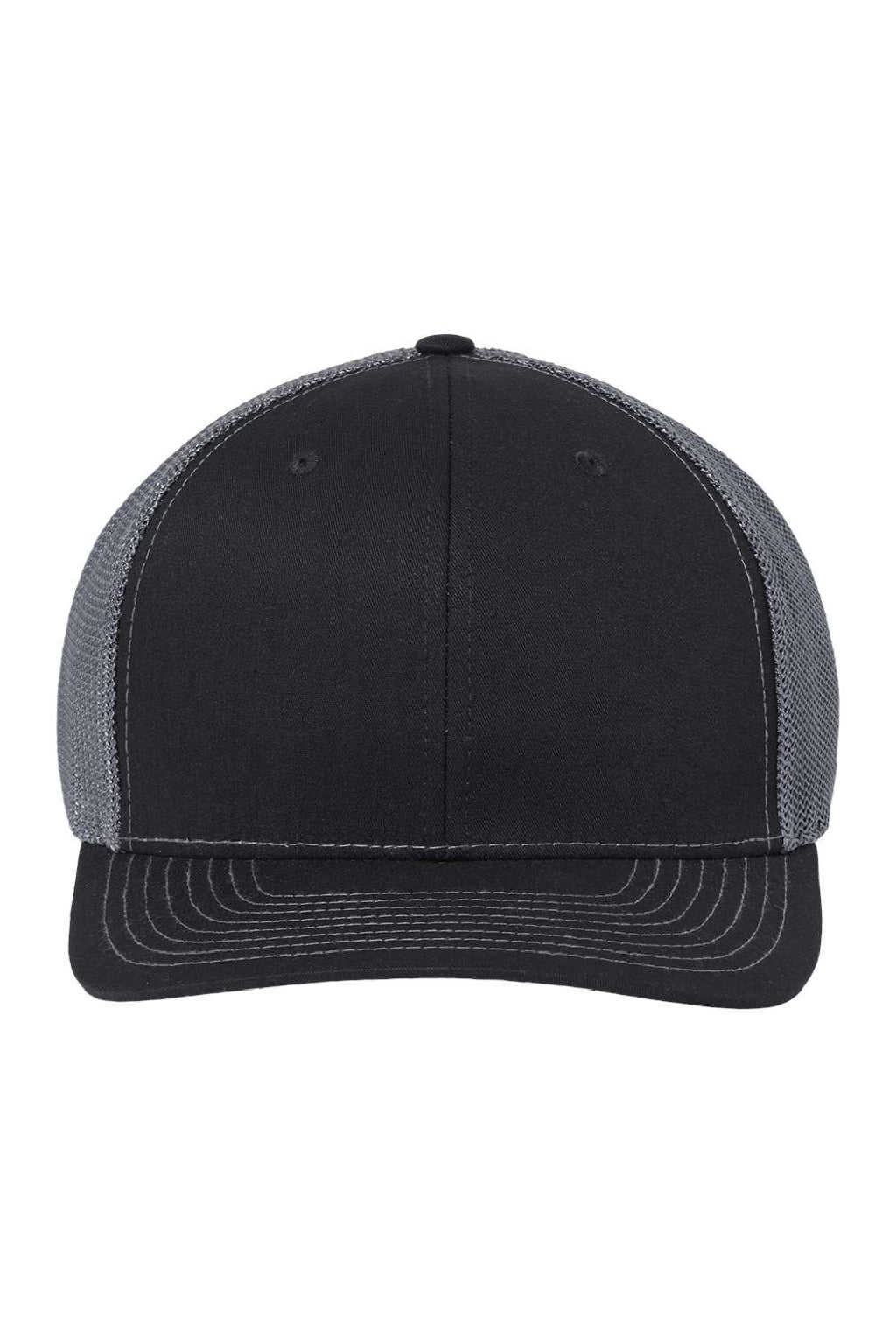 Richardson Hats 112PL Mens 112+ R-Flex Adjustable Trucker Hat Black/Graphite Grey Flat Front