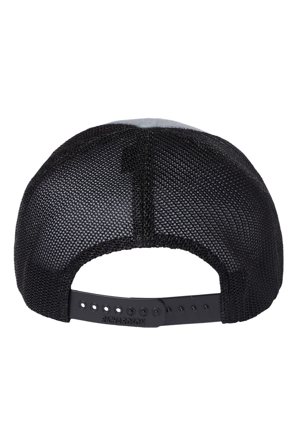 Richardson Hats 112PL Mens 112+ R-Flex Adjustable Trucker Hat Heather Grey/Black Flat Back