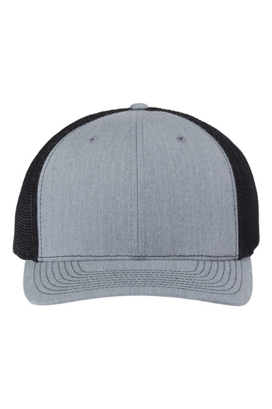 Richardson Hats 112PL Mens 112+ R-Flex Adjustable Trucker Hat Heather Grey/Black Flat Front