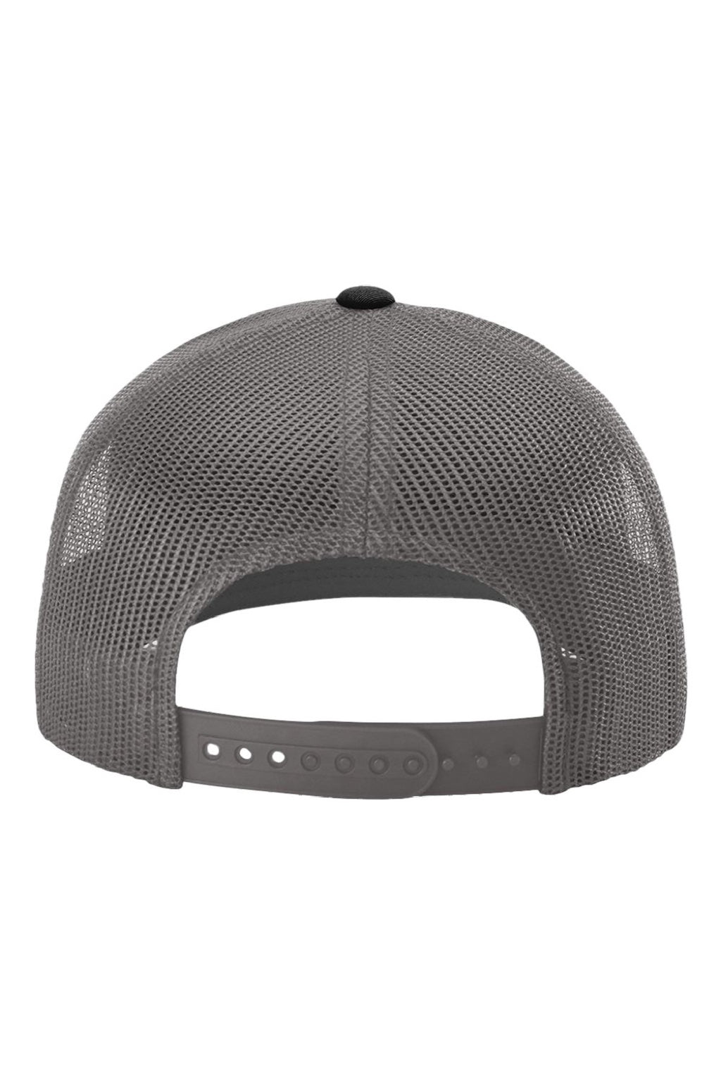 Richardson Hats 112RE Mens Sustainable Snapback Trucker Hat Black/Charcoal Grey Flat Back