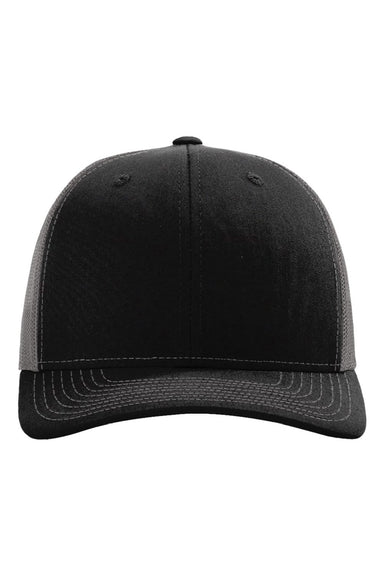 Richardson Hats 112RE Mens Sustainable Snapback Trucker Hat Black/Charcoal Grey Flat Front