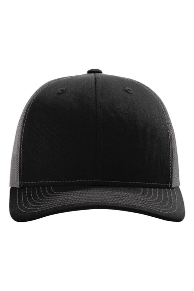 Richardson 112RE Mens Sustainable Trucker Hat Black/Charcoal Grey Flat Front