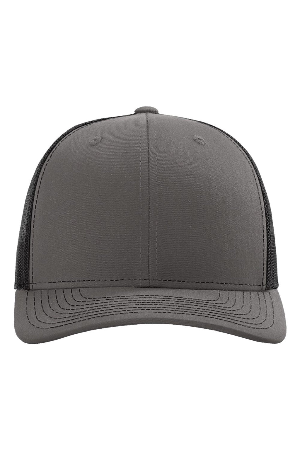 Richardson Hats 112RE Mens Sustainable Snapback Trucker Hat Charcoal Grey/Black Flat Front