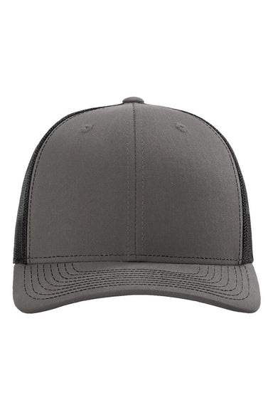Richardson Hats 112RE Mens Sustainable Snapback Trucker Hat Charcoal Grey/Black Flat Front