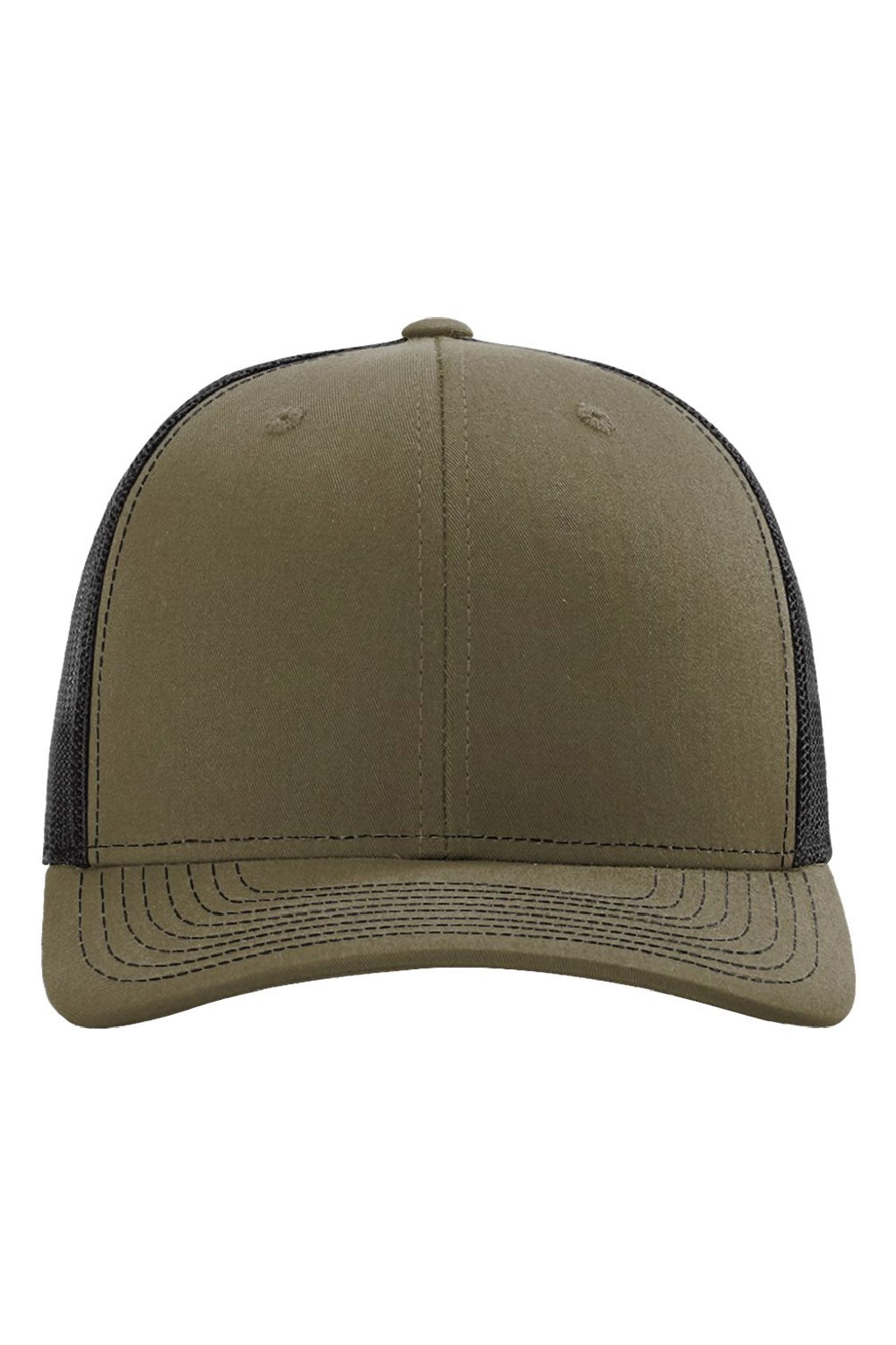 Richardson Hats 112RE Mens Sustainable Snapback Trucker Hat Loden Green/Black Flat Front