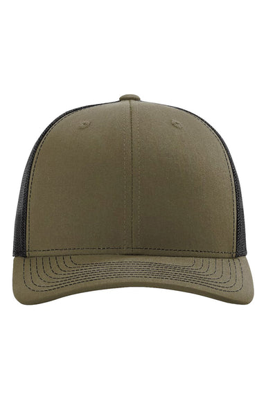 Richardson 112RE Mens Sustainable Trucker Hat Loden Green/Black Flat Front