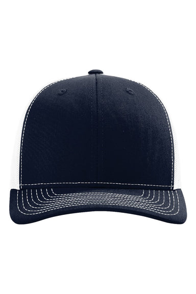 Richardson 112RE Mens Sustainable Trucker Hat Navy Blue/White Flat Front