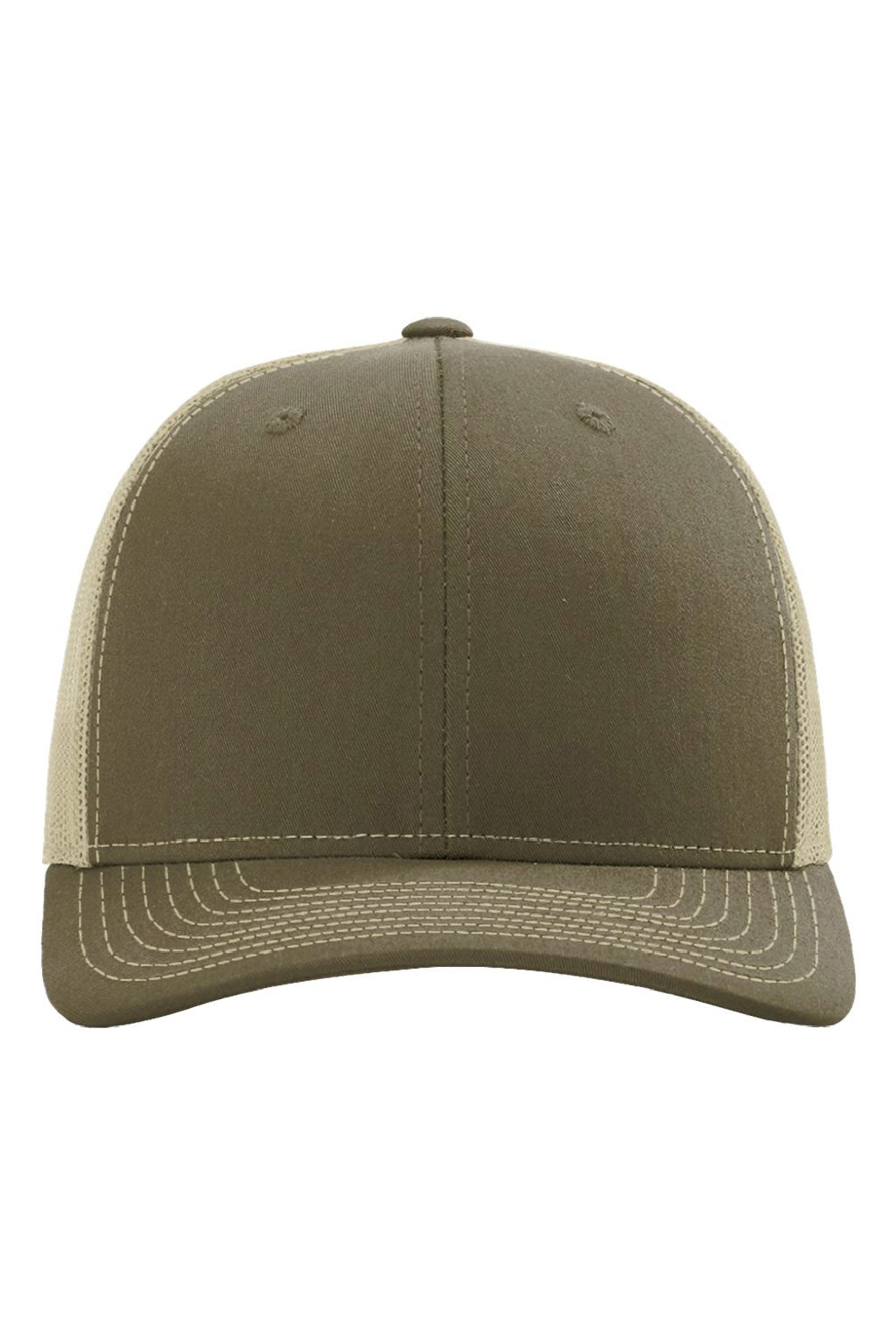 Richardson Hats 112RE Mens Sustainable Snapback Trucker Hat Loden Green/Khaki Flat Front