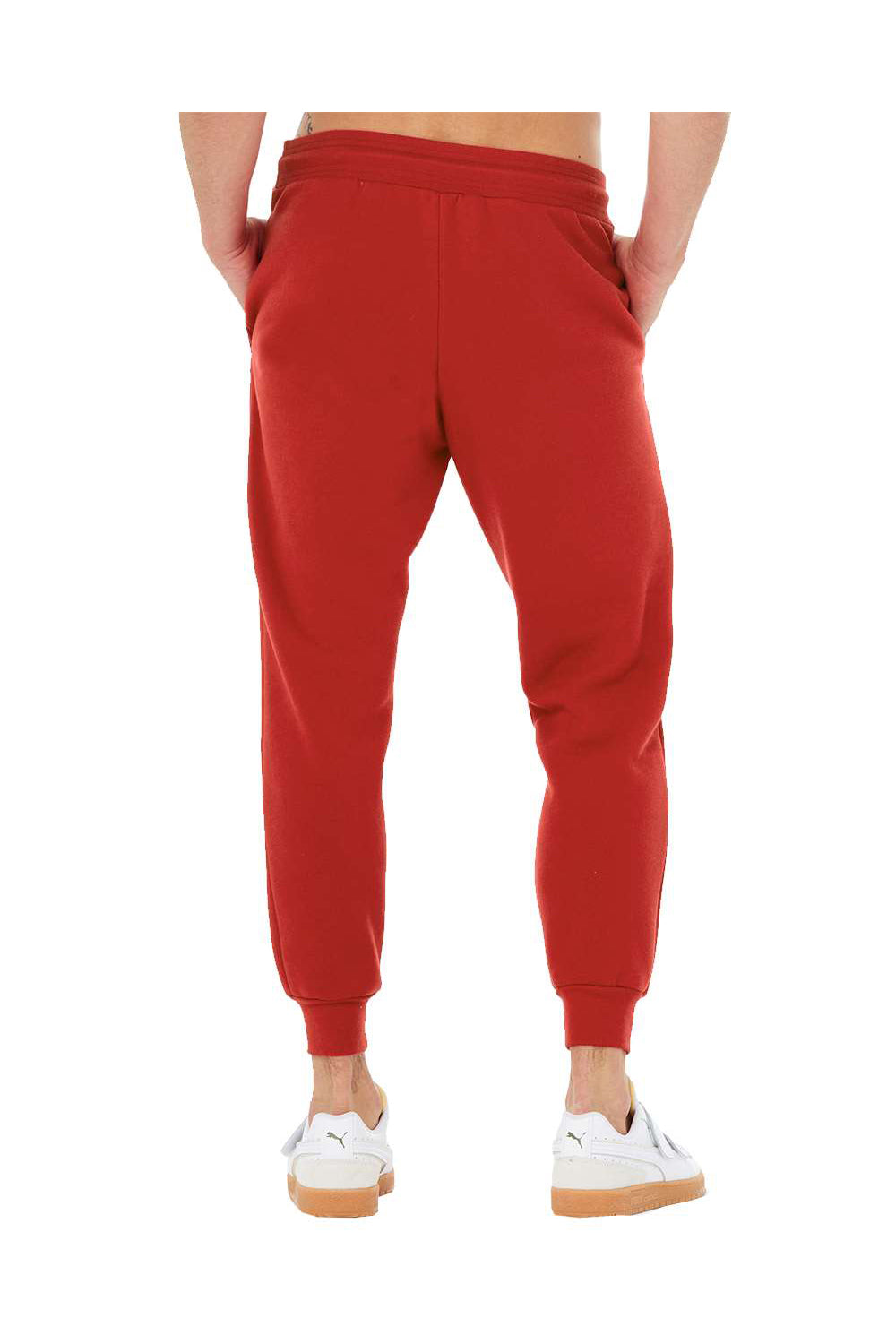 Bella + Canvas BC3727 Mens Jogger Sweatpants w/ Pockets Red Flat Back