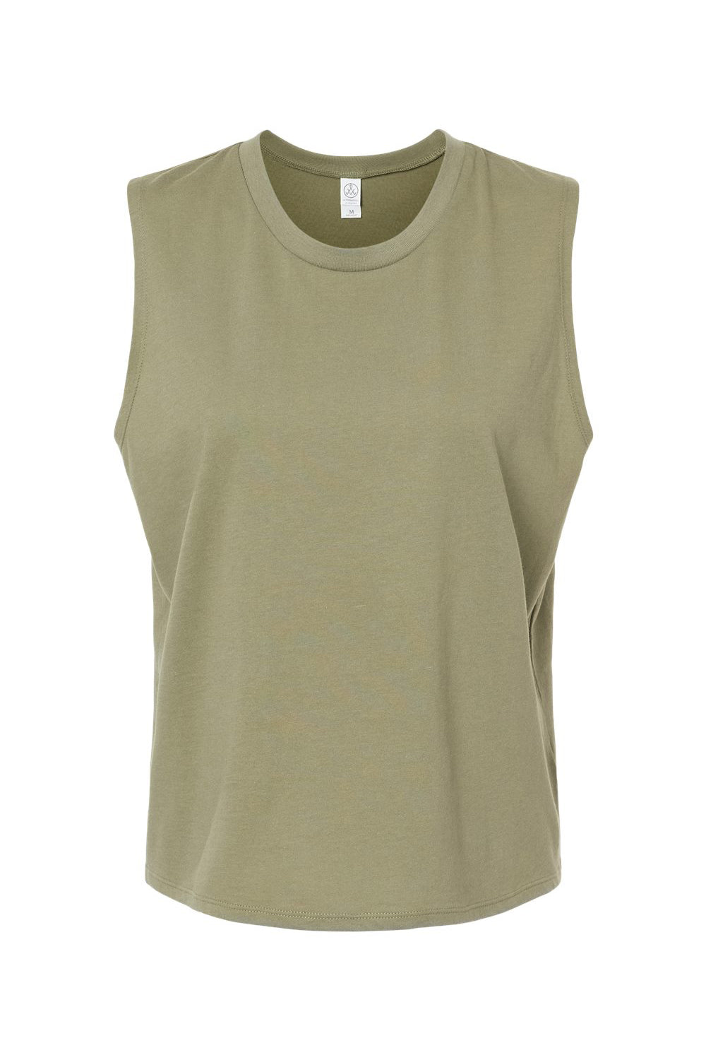 Alternative 1174 Womens Go To Crop Muscle Tank Top Military Green Flat Front