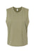 Alternative 1174 Womens Go To Crop Muscle Tank Top Military Green Flat Front