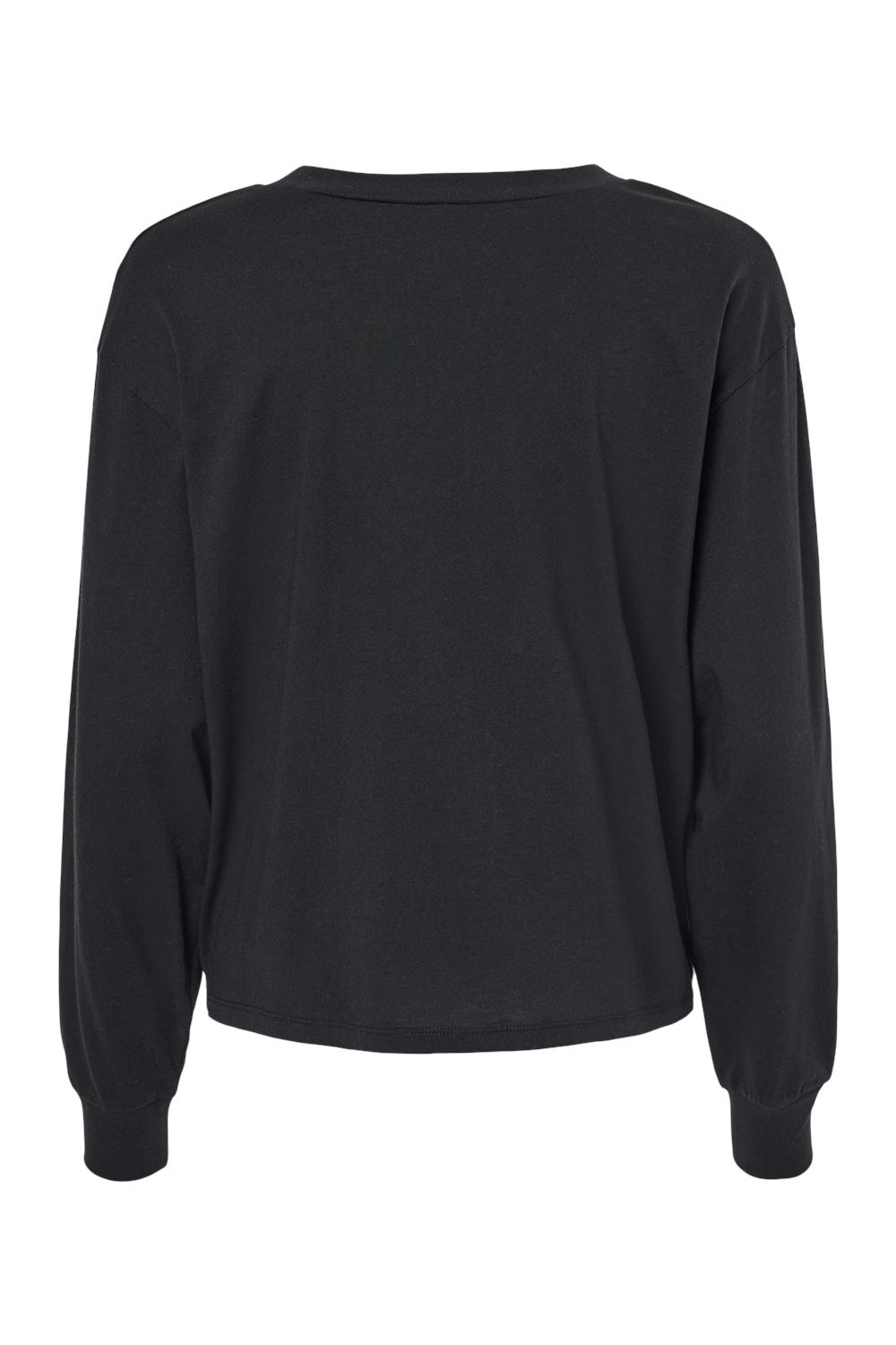 Alternative 1176 Womens Cropped Long Sleeve Crewneck T-Shirt Black Flat Back