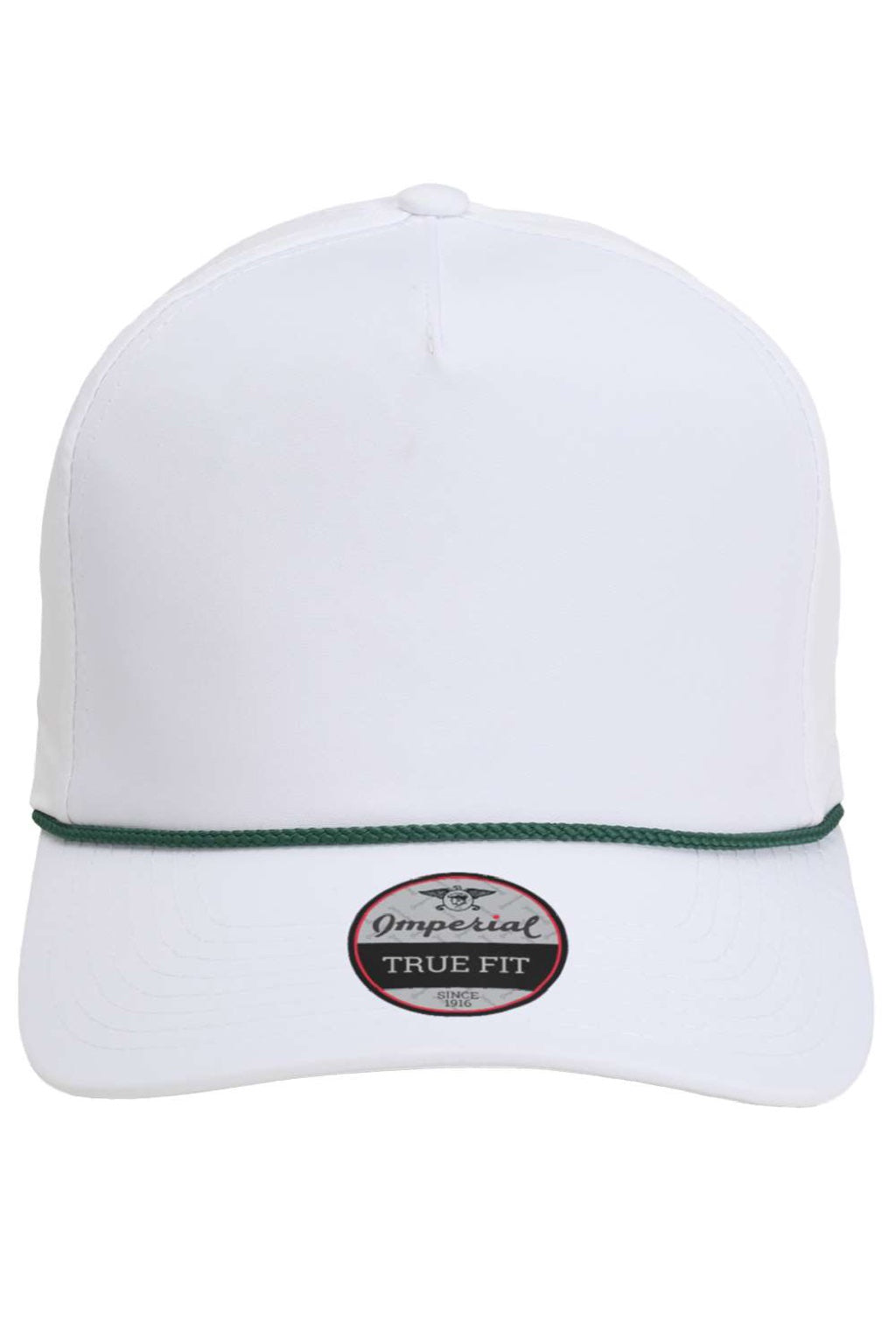 Imperial Hats 5054 Mens The Wrightson Moisture Wicking Snapback Hat White/Dark Green Flat Front