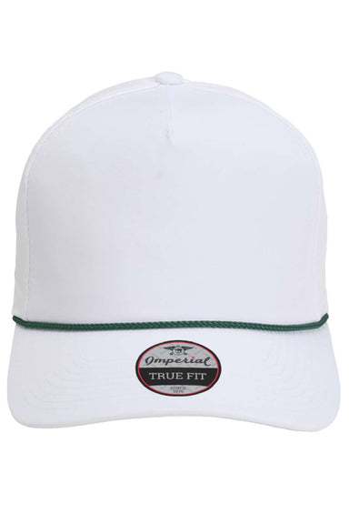 Imperial Hats 5054 Mens The Wrightson Moisture Wicking Snapback Hat White/Dark Green Flat Front
