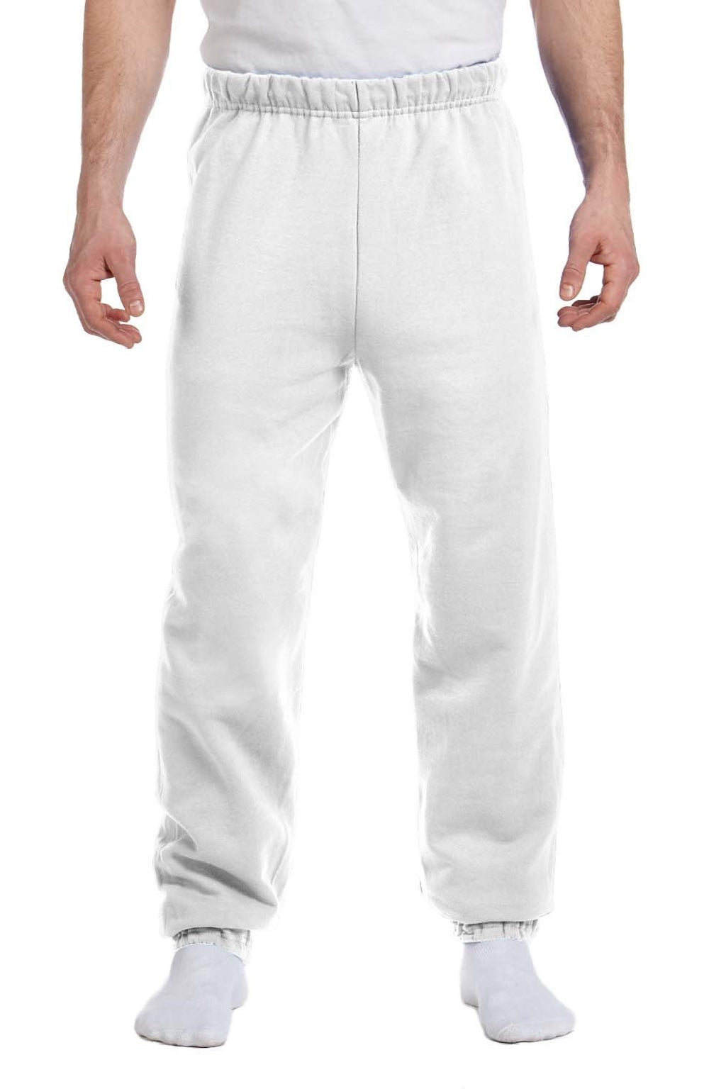 Jerzees 973M/973MR Mens NuBlend Pill Resistant Fleece Sweatpants White Model Front