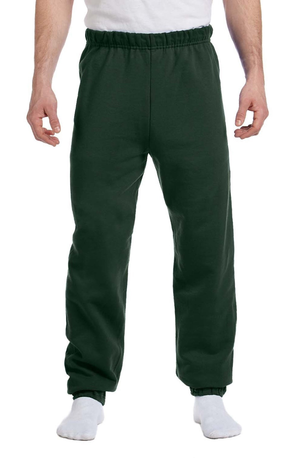 Jerzees 973M/973MR Mens NuBlend Pill Resistant Fleece Sweatpants Forest Green Model Front