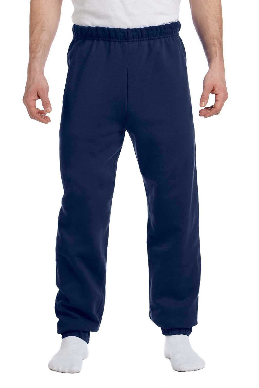Jerzees 973M/973MR Mens NuBlend Pill Resistant Fleece Sweatpants Navy Blue Model Front