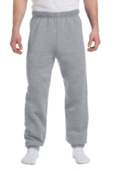 Jerzees 973M/973MR Mens NuBlend Pill Resistant Fleece Sweatpants Heather Grey Model Front