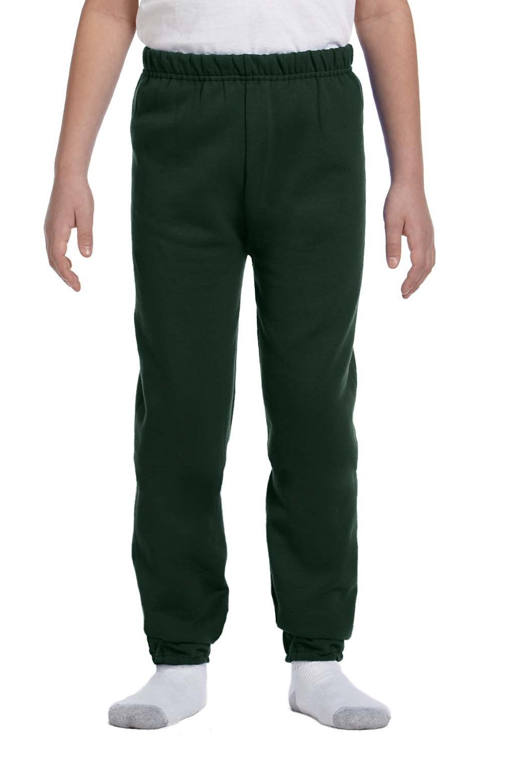 Jerzees 973B/973BR Youth NuBlend Fleece Pill Resistant Sweatpants Forest Green Model Front