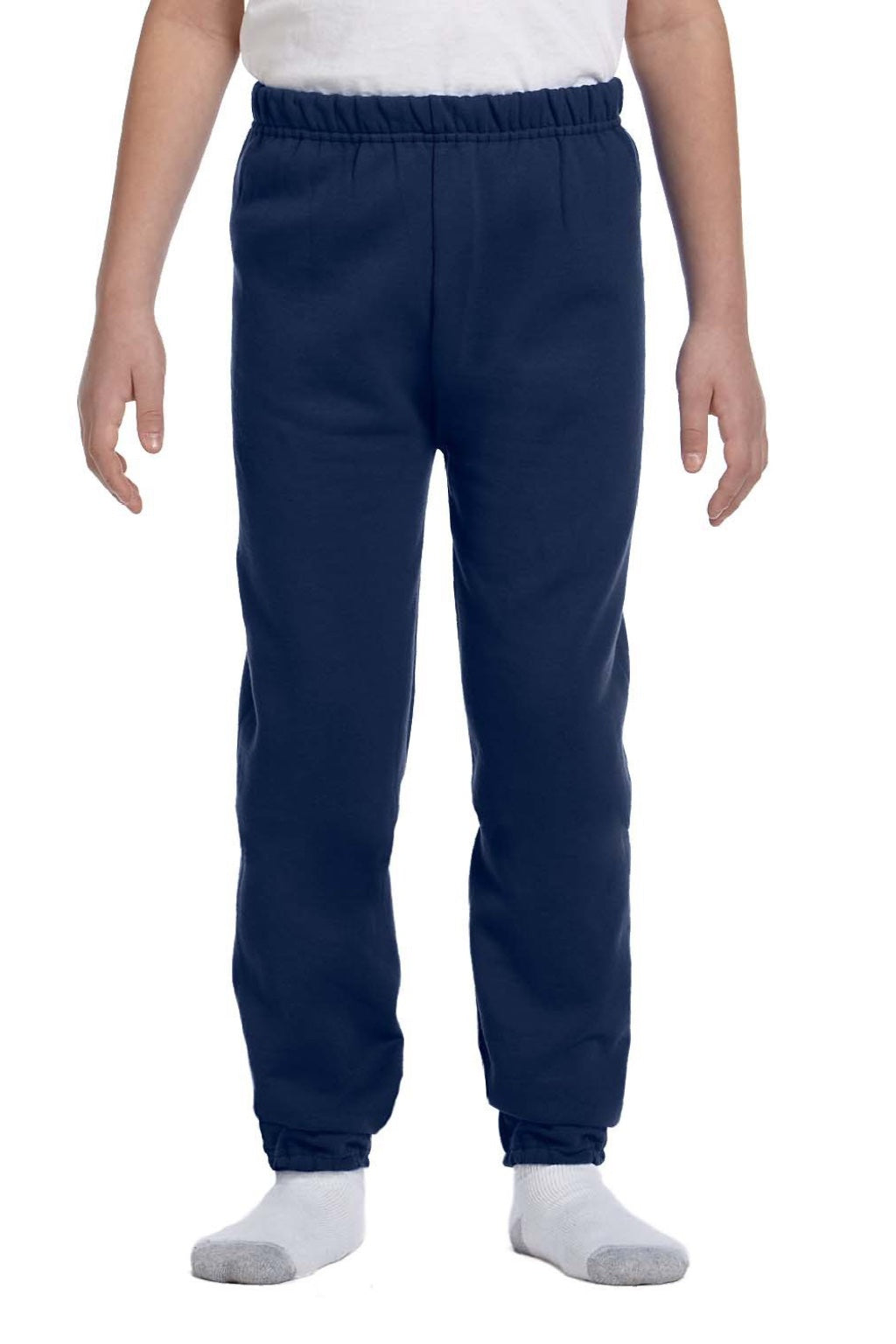 Jerzees 973B/973BR Youth NuBlend Fleece Pill Resistant Sweatpants Navy Blue Model Front